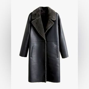 Mango Faux Shearling Leather Coat
